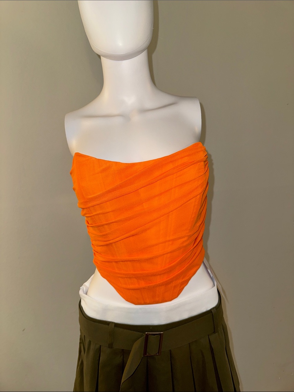 Orange Strapless Ruched Women’s Top